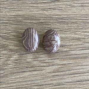 HAND CRAFTED CLIP-ON EARRINGS Convoluted Jasper Brown Tan Bon Bon Earrings